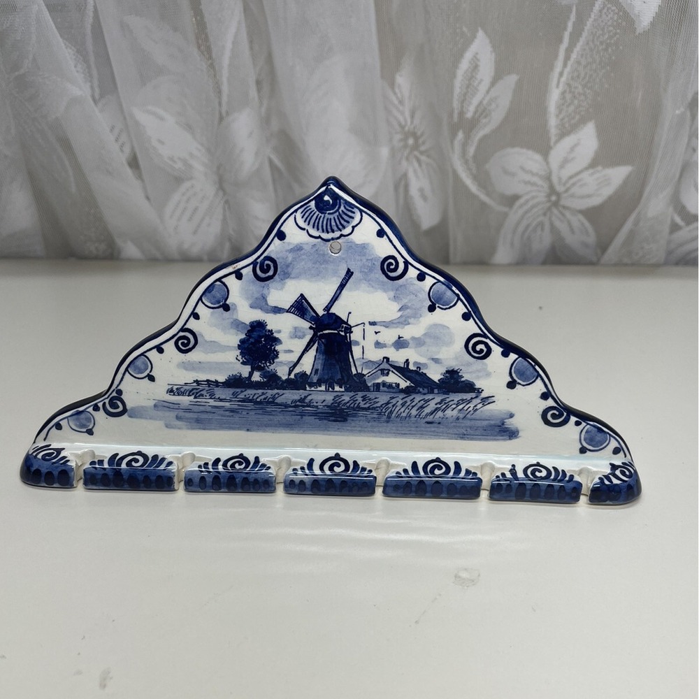 Vintage Blue White Delft  Porselain Spoon Rack Hand painted in Holland # 16651